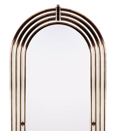 Brass Tubular with LED Floor Mirror