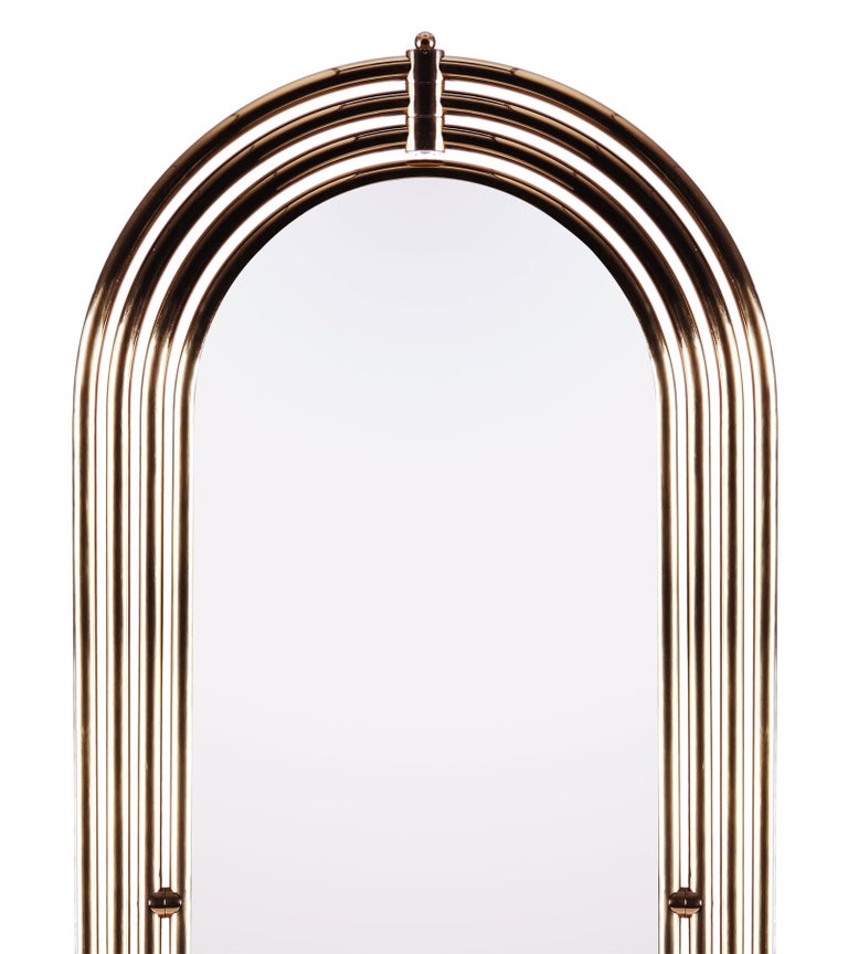 Brass Tubular With Led Floor Mirror For Sale At 1stdibs