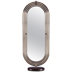 Brass Tubular with LED Floor Mirror