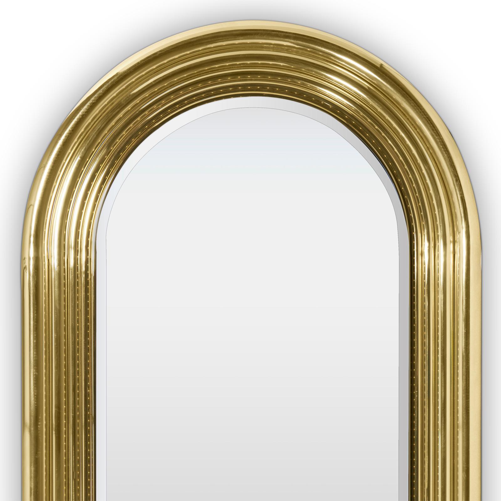 Portuguese Brass Tubular with LED Wall Mirror For Sale