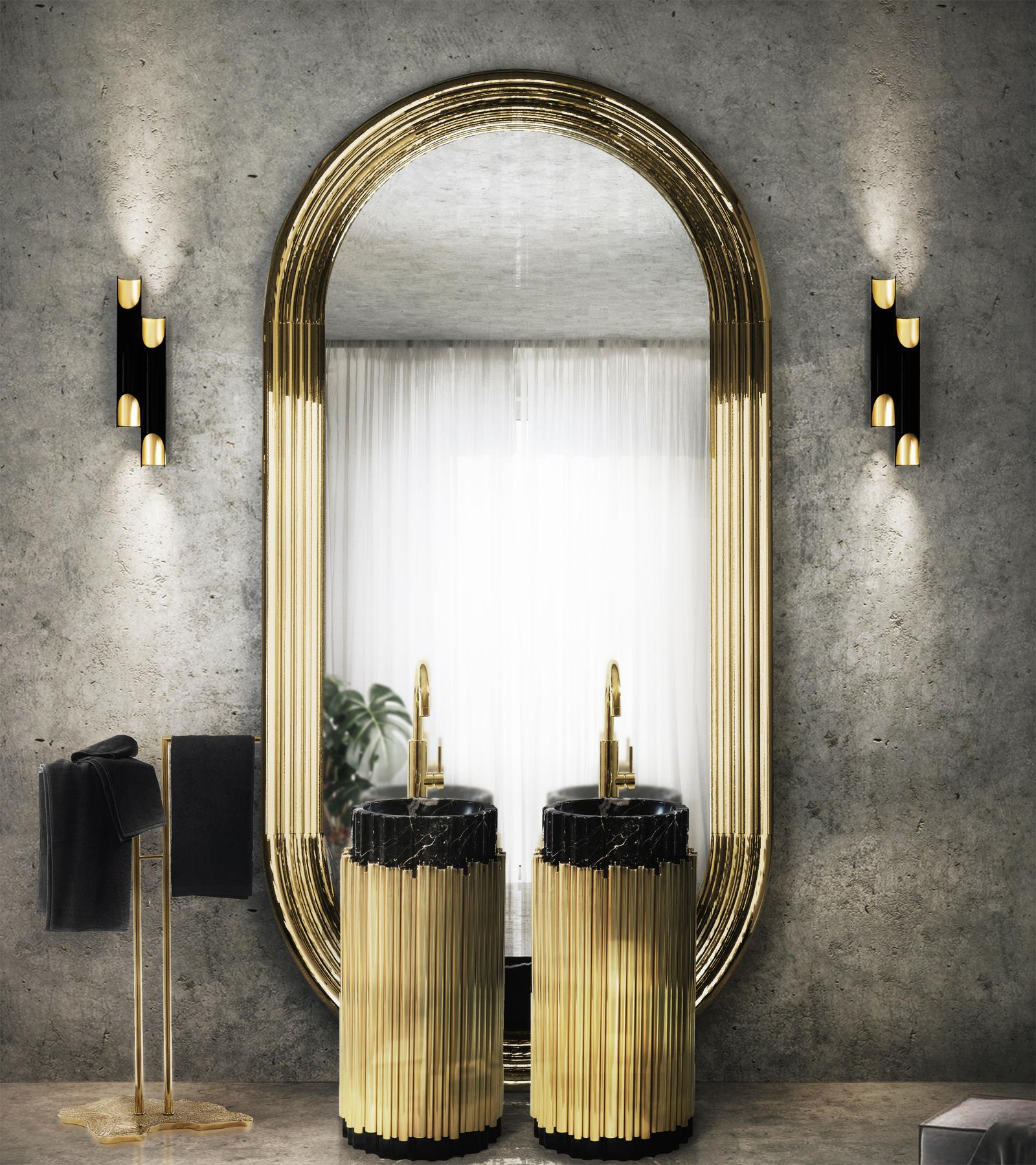 Contemporary Brass Tubular with LED Wall Mirror For Sale