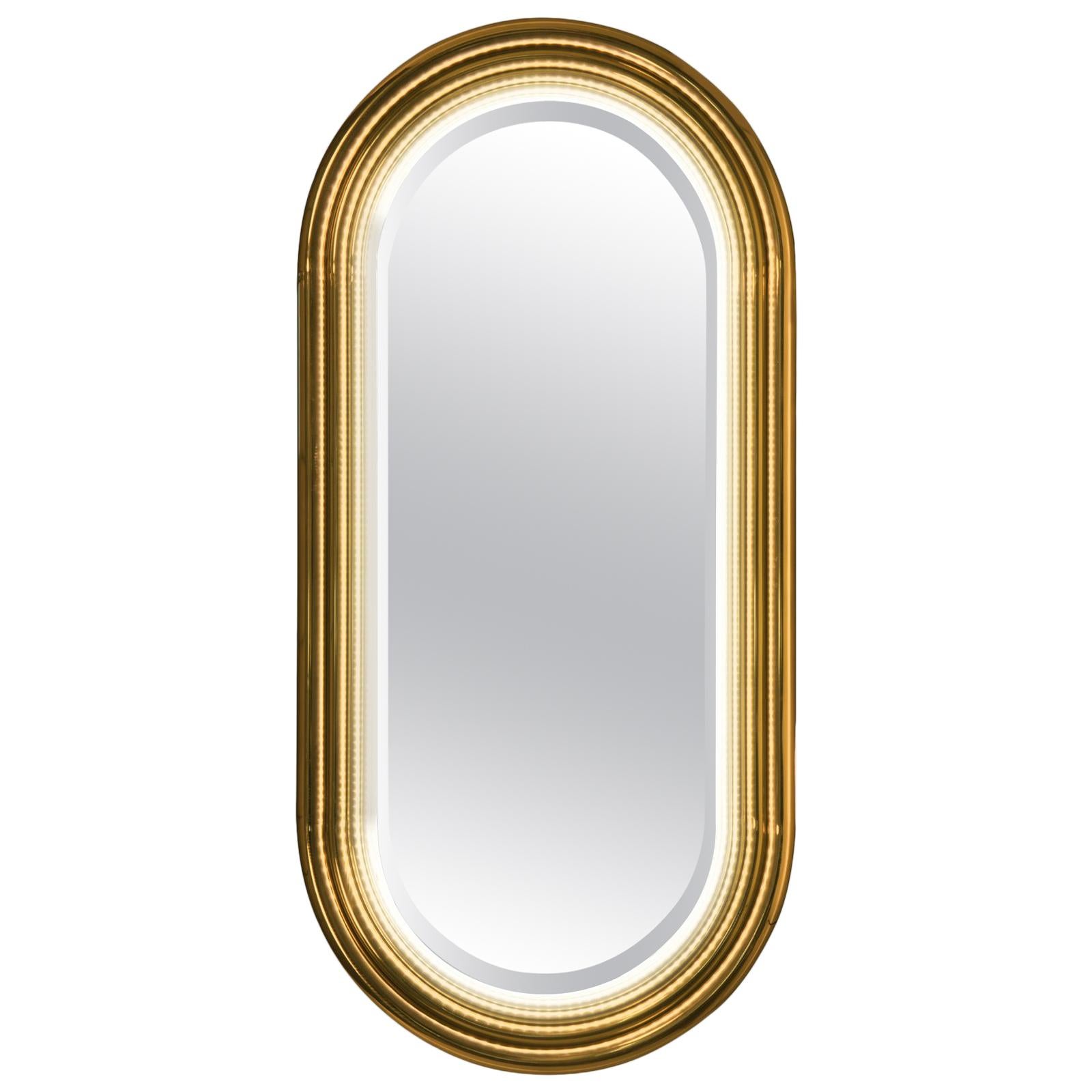 Brass Tubular with LED Wall Mirror For Sale