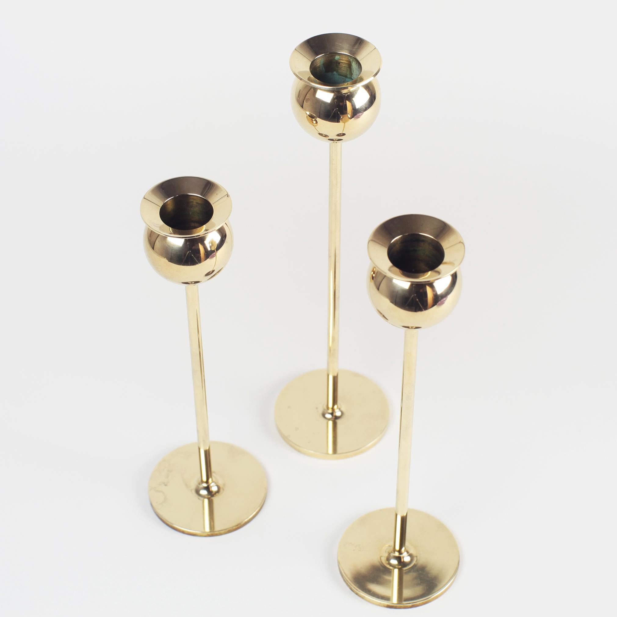 Late 20th Century Brass Tulip Candleholders by Pierre Forsell for Skultuna, Sweden, 1970s