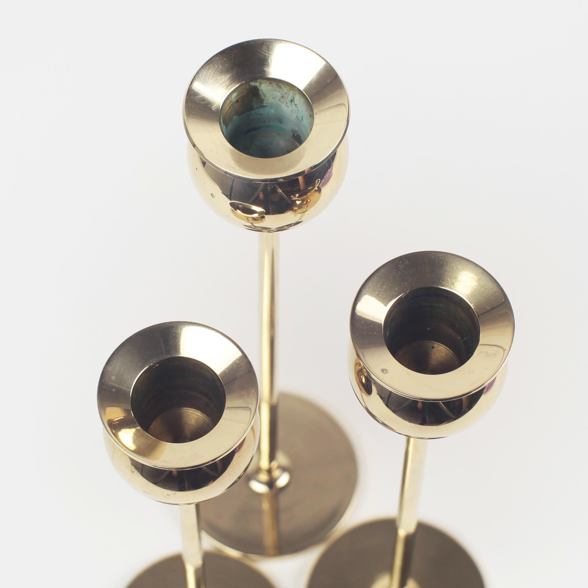 Brass Tulip Candleholders by Pierre Forsell for Skultuna, Sweden, 1970s 2