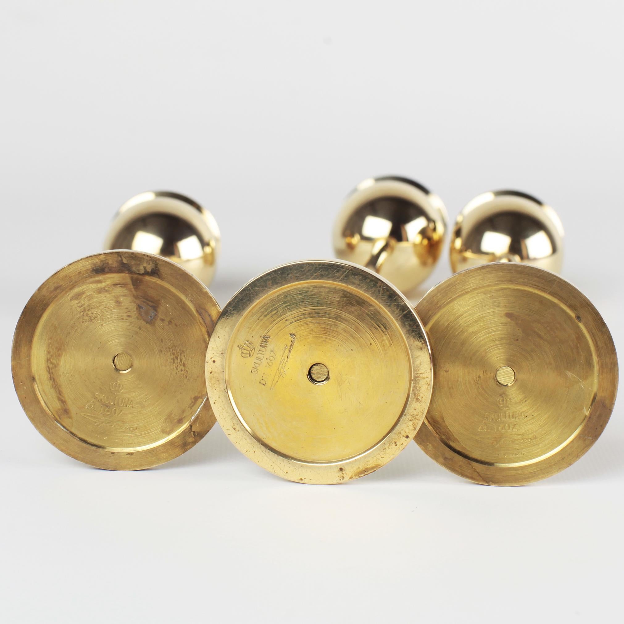 Brass Tulip Candleholders by Pierre Forsell for Skultuna, Sweden, 1970s 3