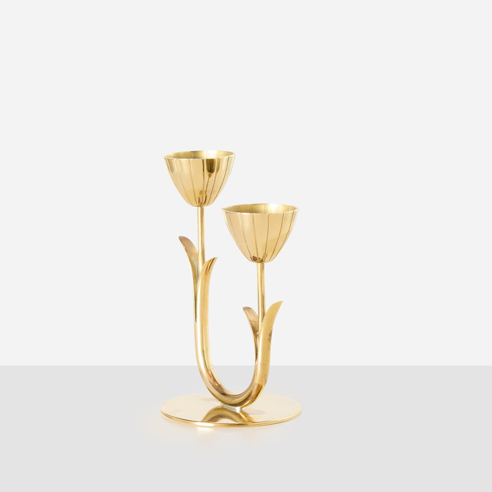 Svedese Portacandele Tulipano in ottone di Gunnar Ander in vendita
