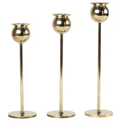 Brass Tulip Candleholders by Pierre Forsell for Skultuna, Sweden, 1970s