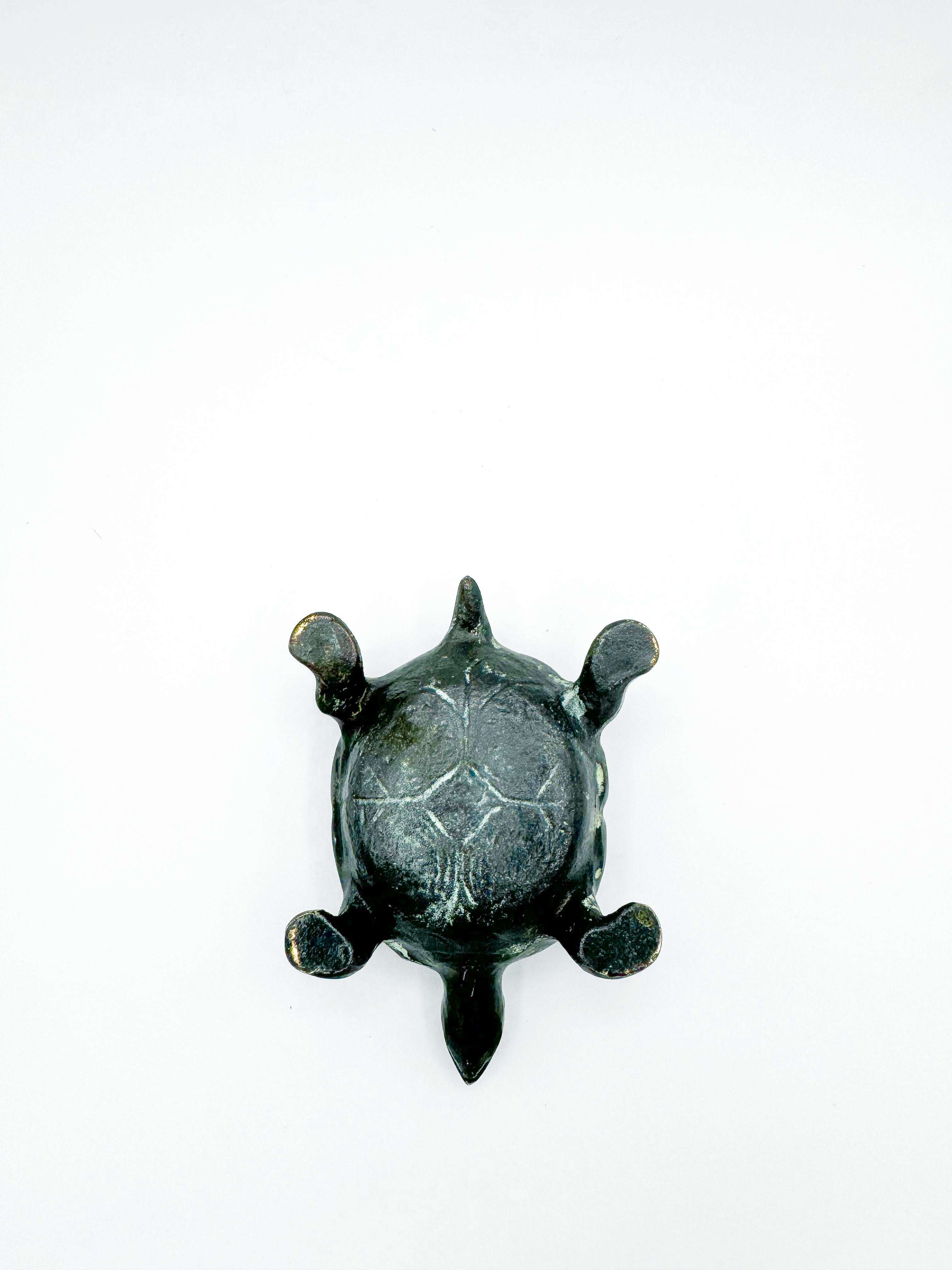 Brass Turtle Ashtray Flip Top Cigarette Holder 1970 1