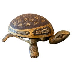 Brass Turtle Call Bell / Service Bell / Reception Bell with Damascene Decoration