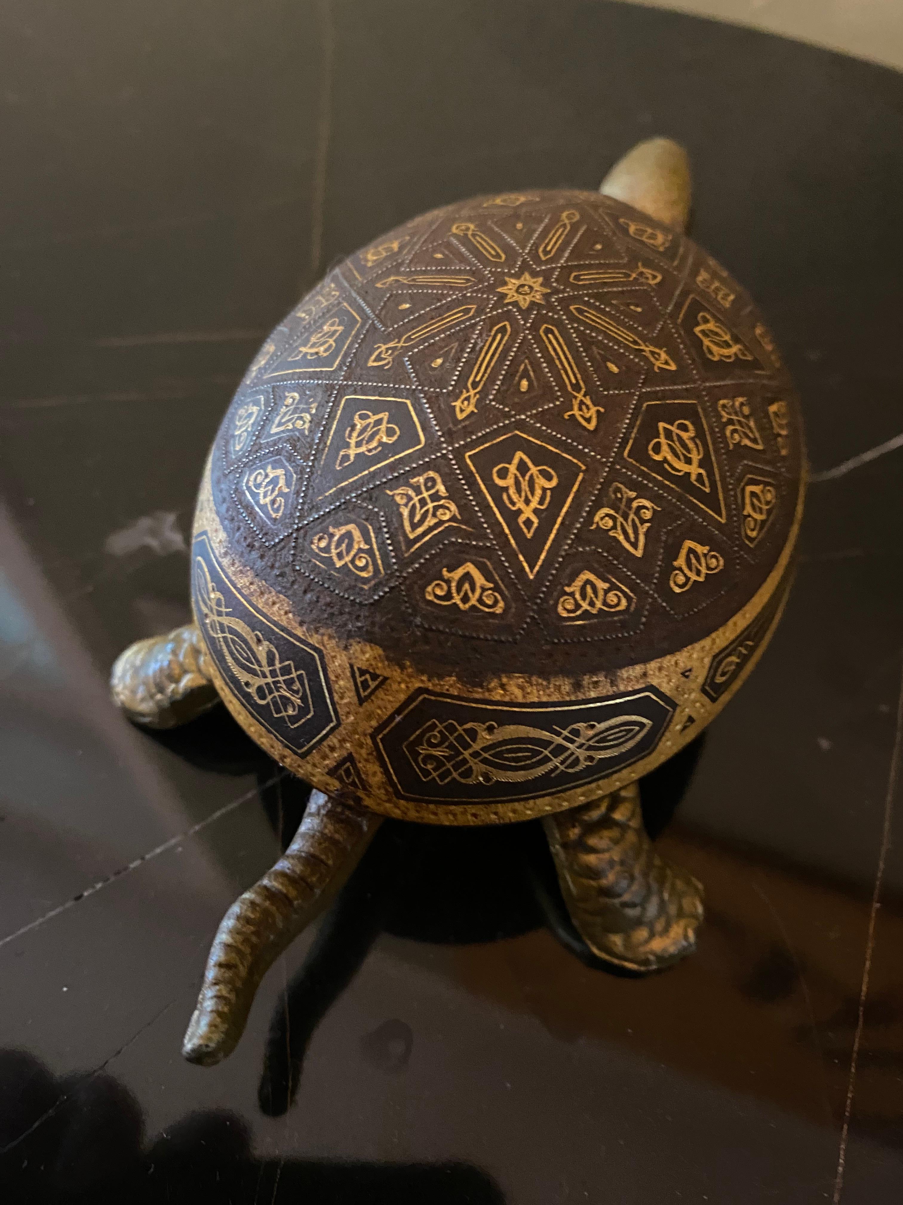 Metal Brass Turtle Call Bell / Service Bell / Reception Bell with Damascene Decoration