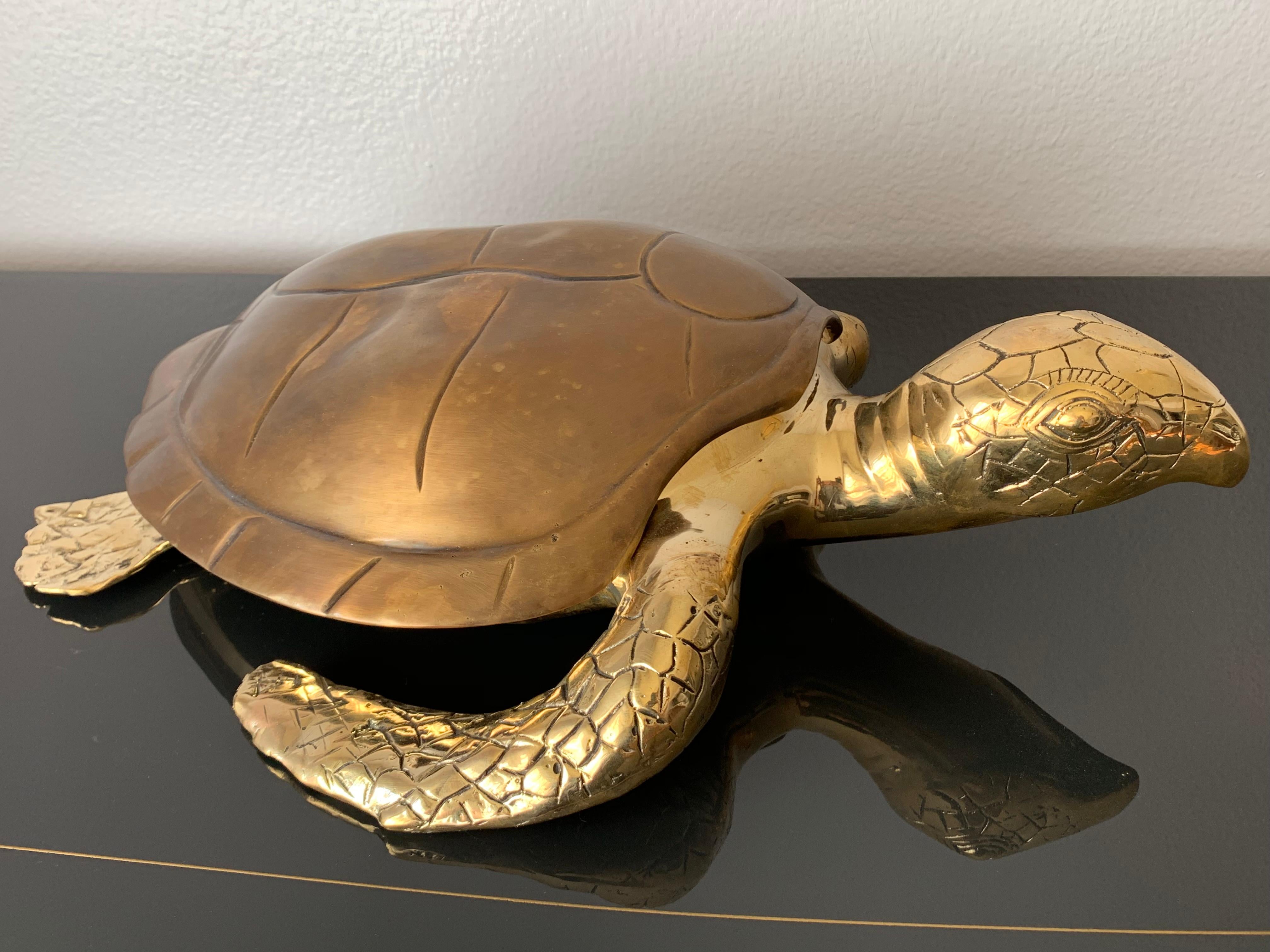 brass turtle trinket box