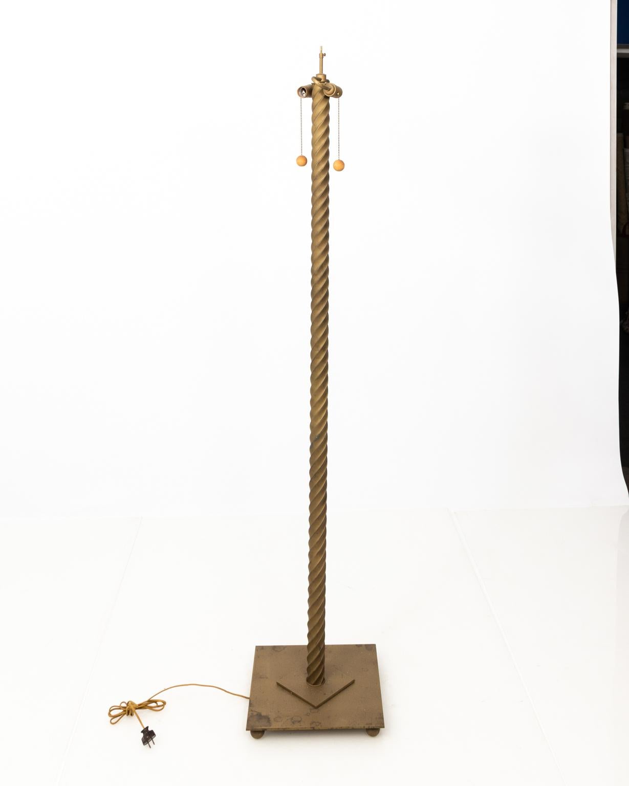 20th Century Brass Twisted Floor Lamp