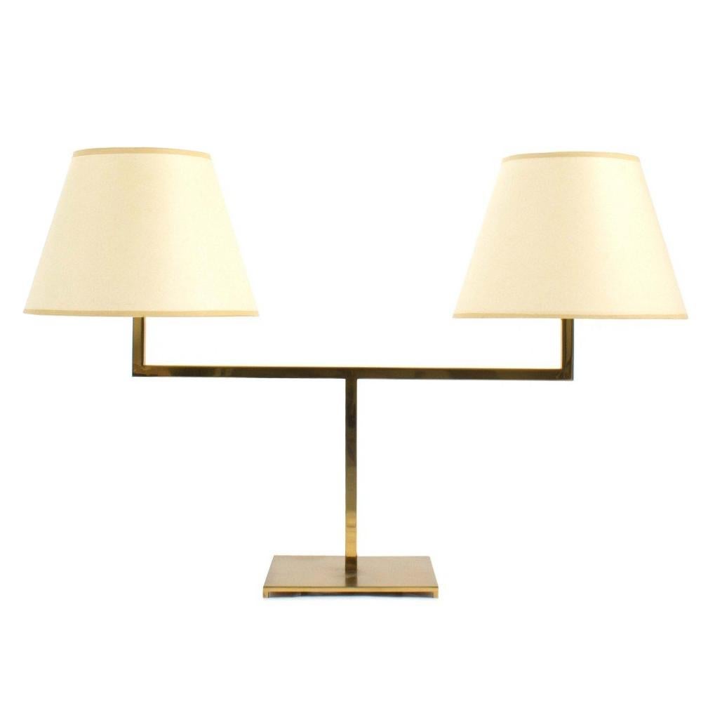 George Hansen Brass Two-Arm Library style Desk Lamp