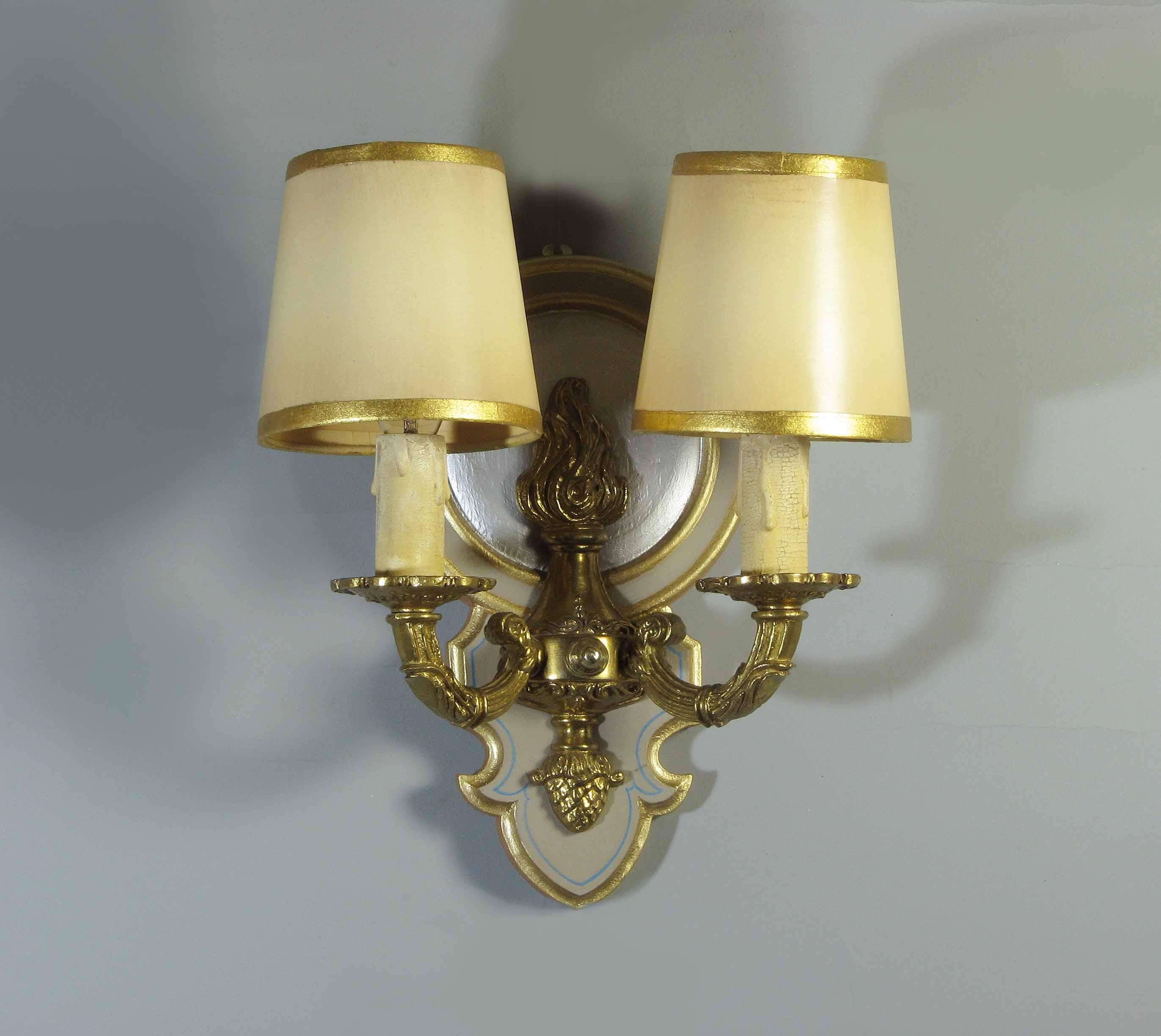 International Style Brass Two Branch Wall Light, 20th Century For Sale