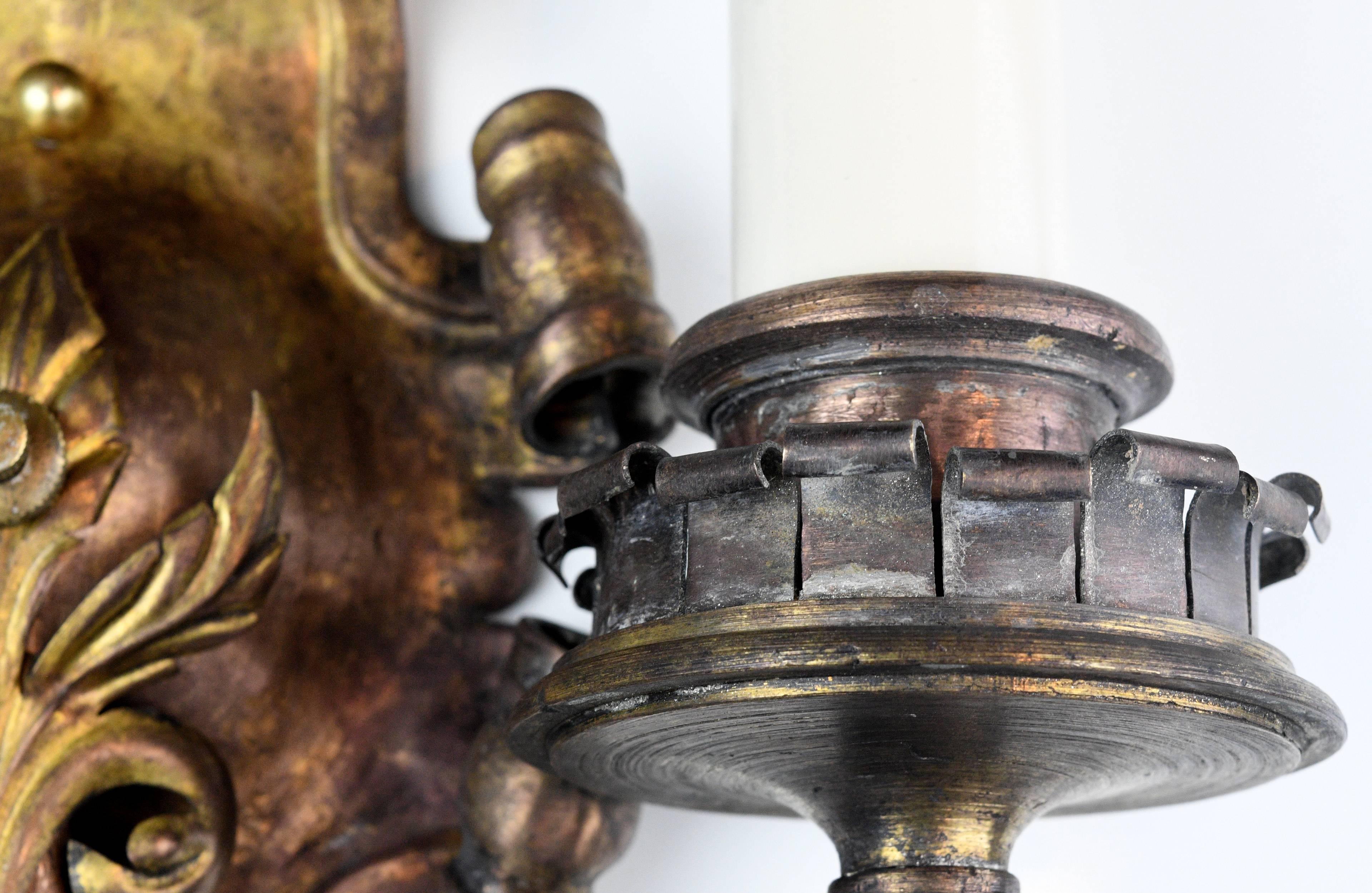 American Brass Two Candle Rococo Sconce For Sale