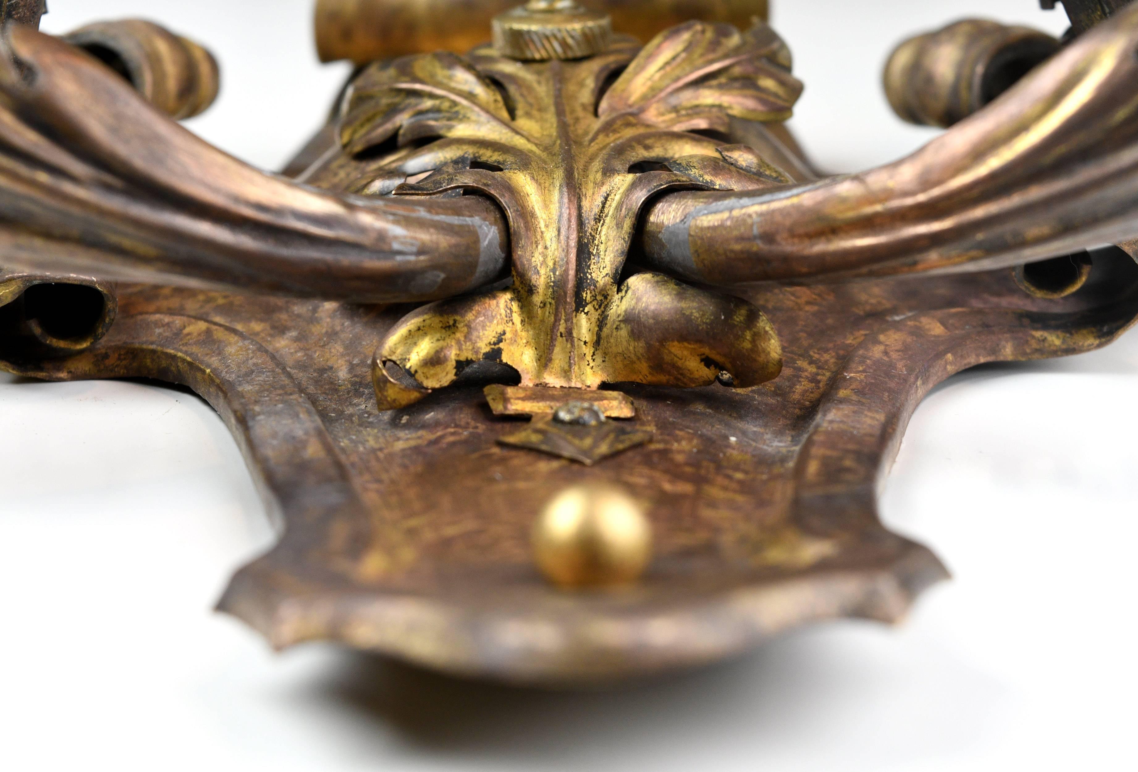 Brass Two Candle Rococo Sconce In Excellent Condition For Sale In Minneapolis, MN