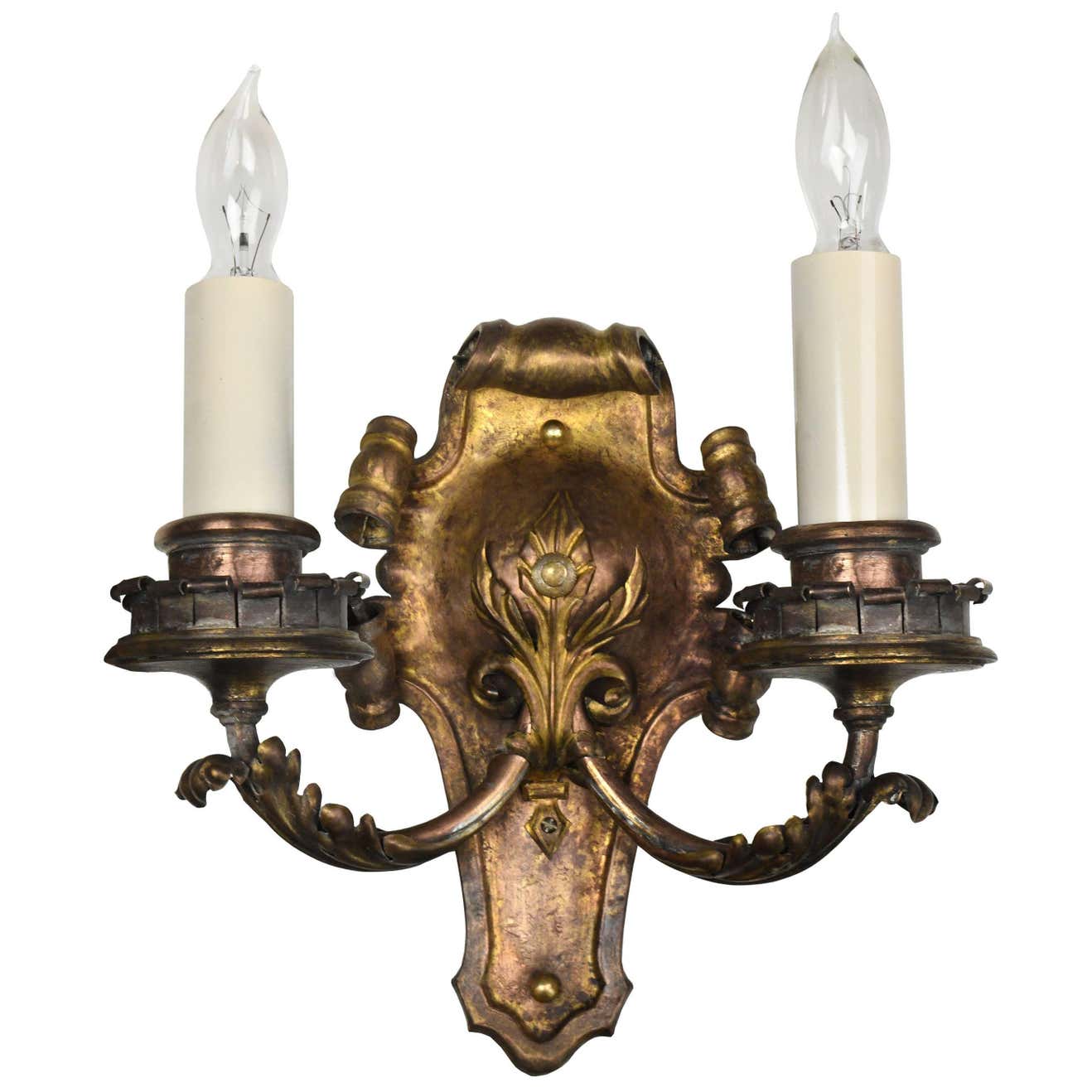 Brass Two Candle Rococo Sconce For Sale at 1stDibs