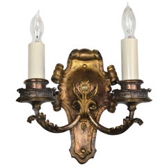 Brass Two Candle Rococo Sconce