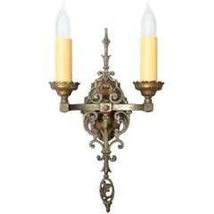 Brass Two Candle Tudor Sconce