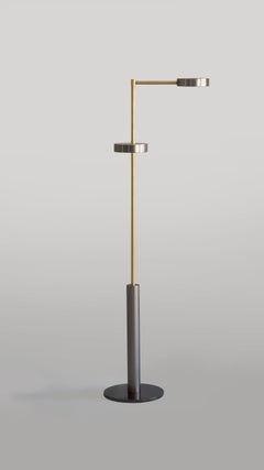Brass "Two Cylinders" Floor Lamp, Square in Circle