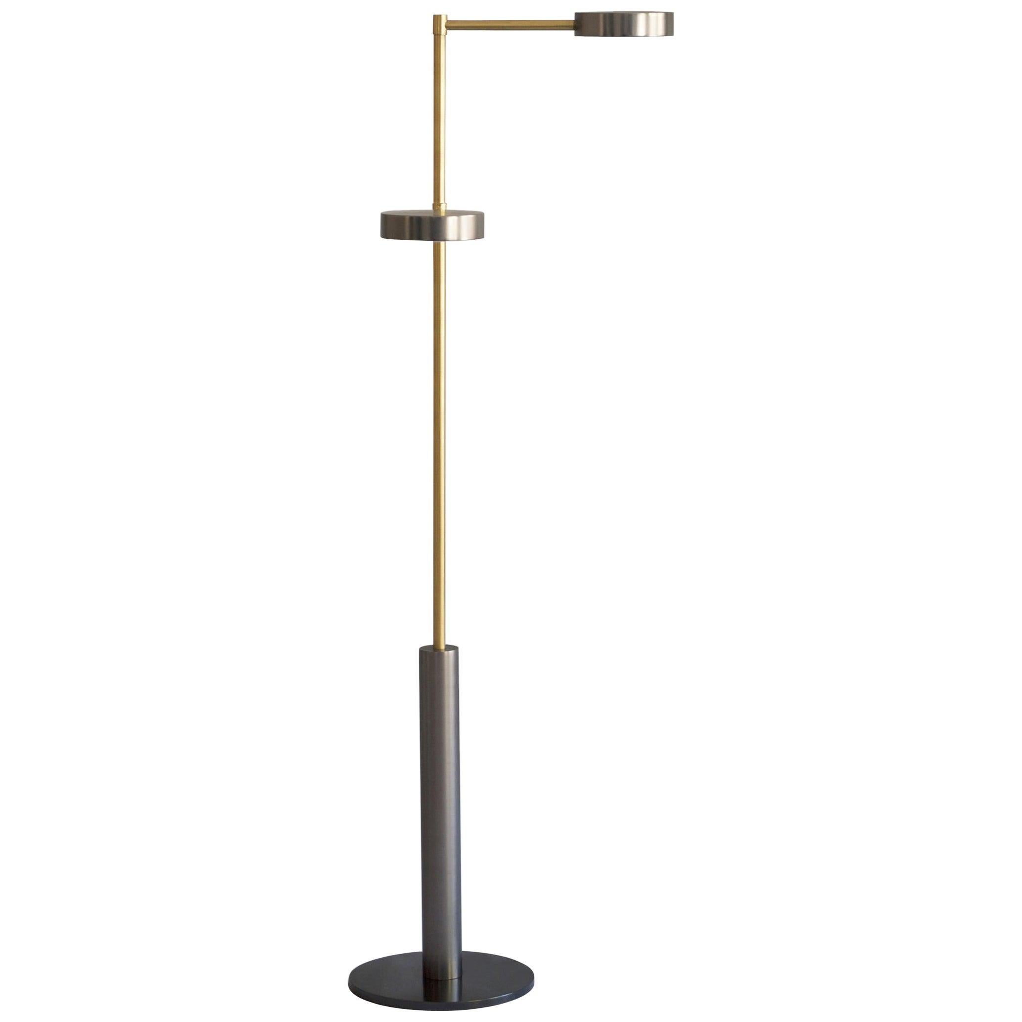 Brass "Two Cylinders" Floor Lamp, Square in Circle