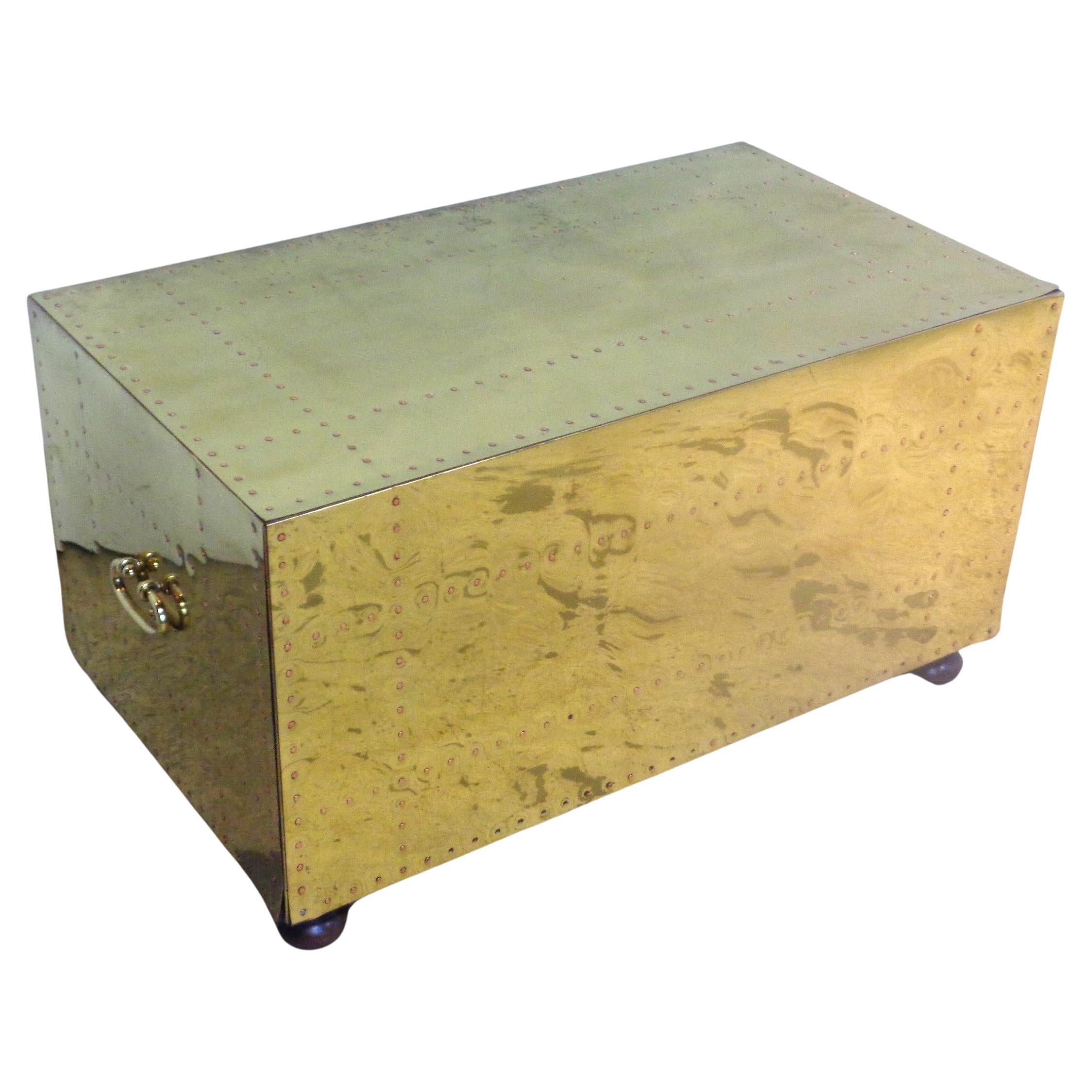 Late 20th Century Brass Two Drawer Low Chest by Sarreid, 1970's