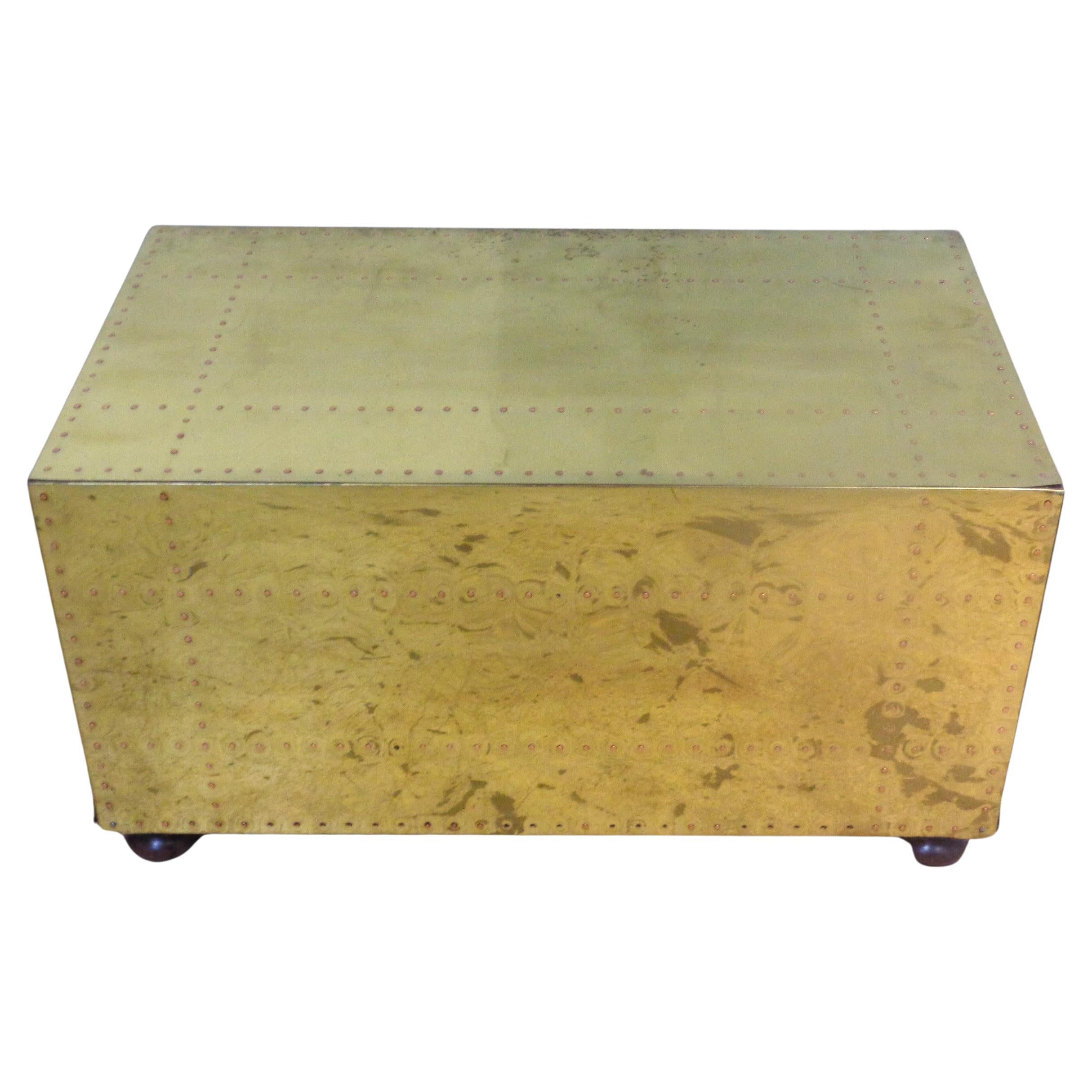 Brass Two Drawer Low Chest by Sarreid, 1970's 1