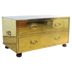Brass Two Drawer Low Chest by Sarreid, 1970's