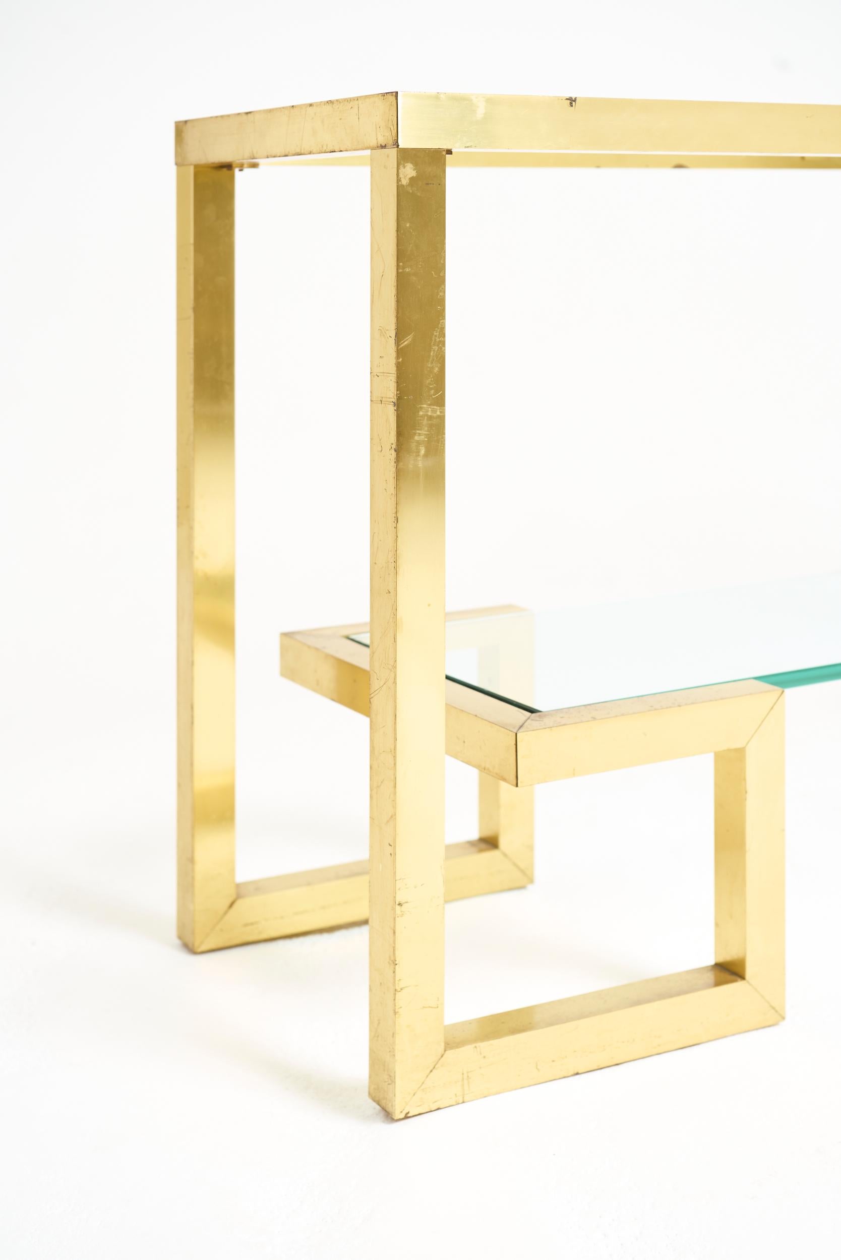 Brass Two-Tier Console Table For Sale 1