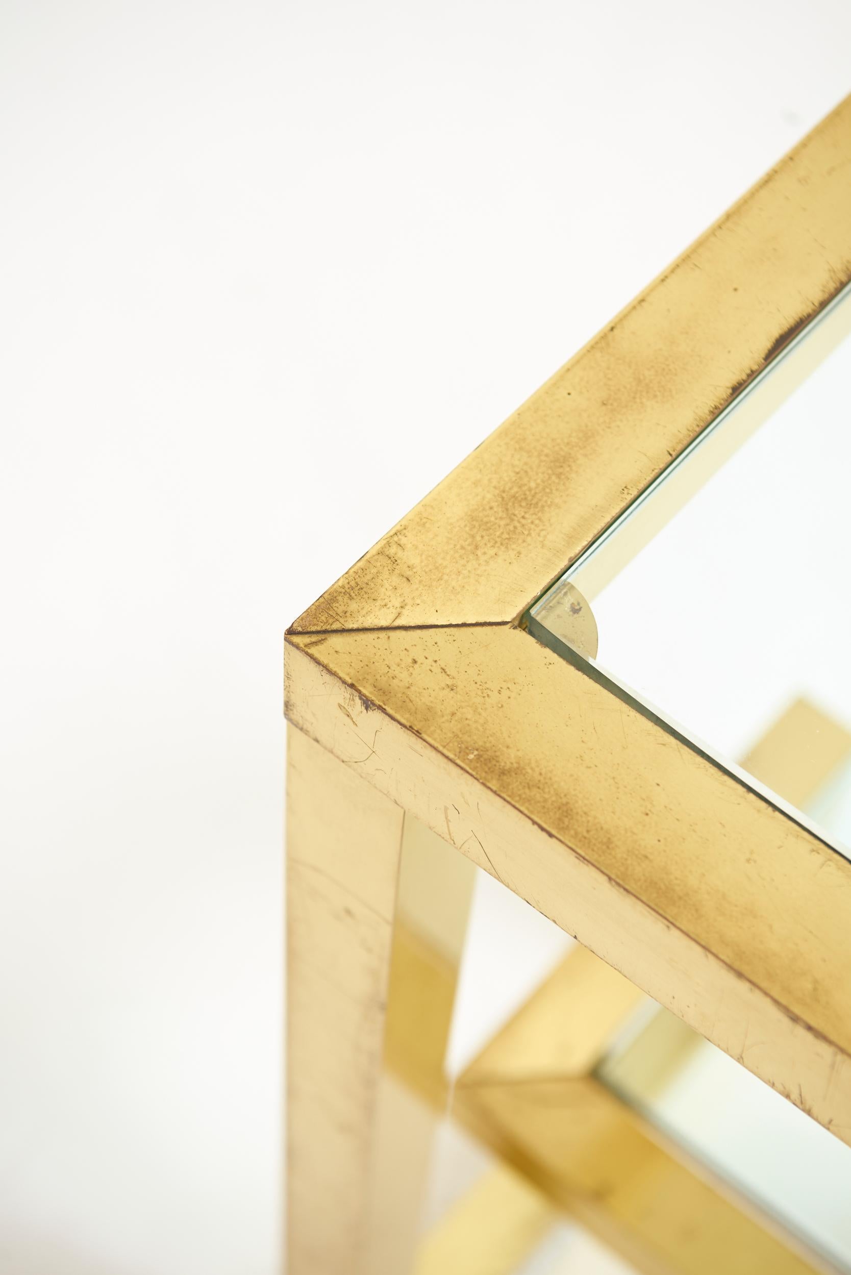 Brass Two-Tier Console Table For Sale 4