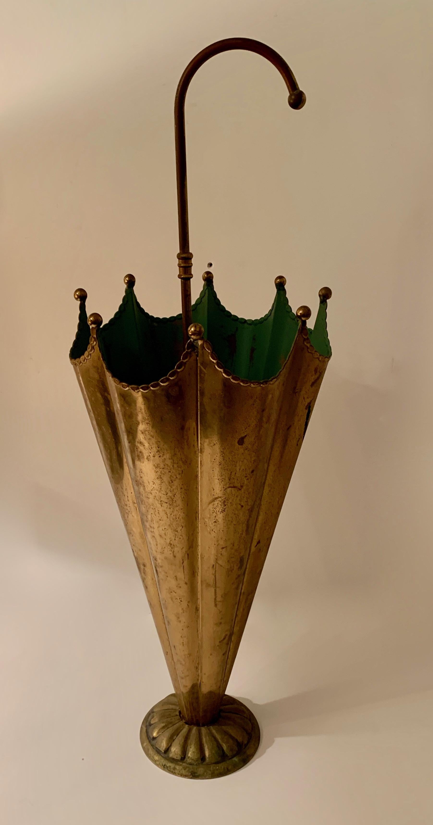 Italian Brass Umbrella Shaped Umbrella Stand