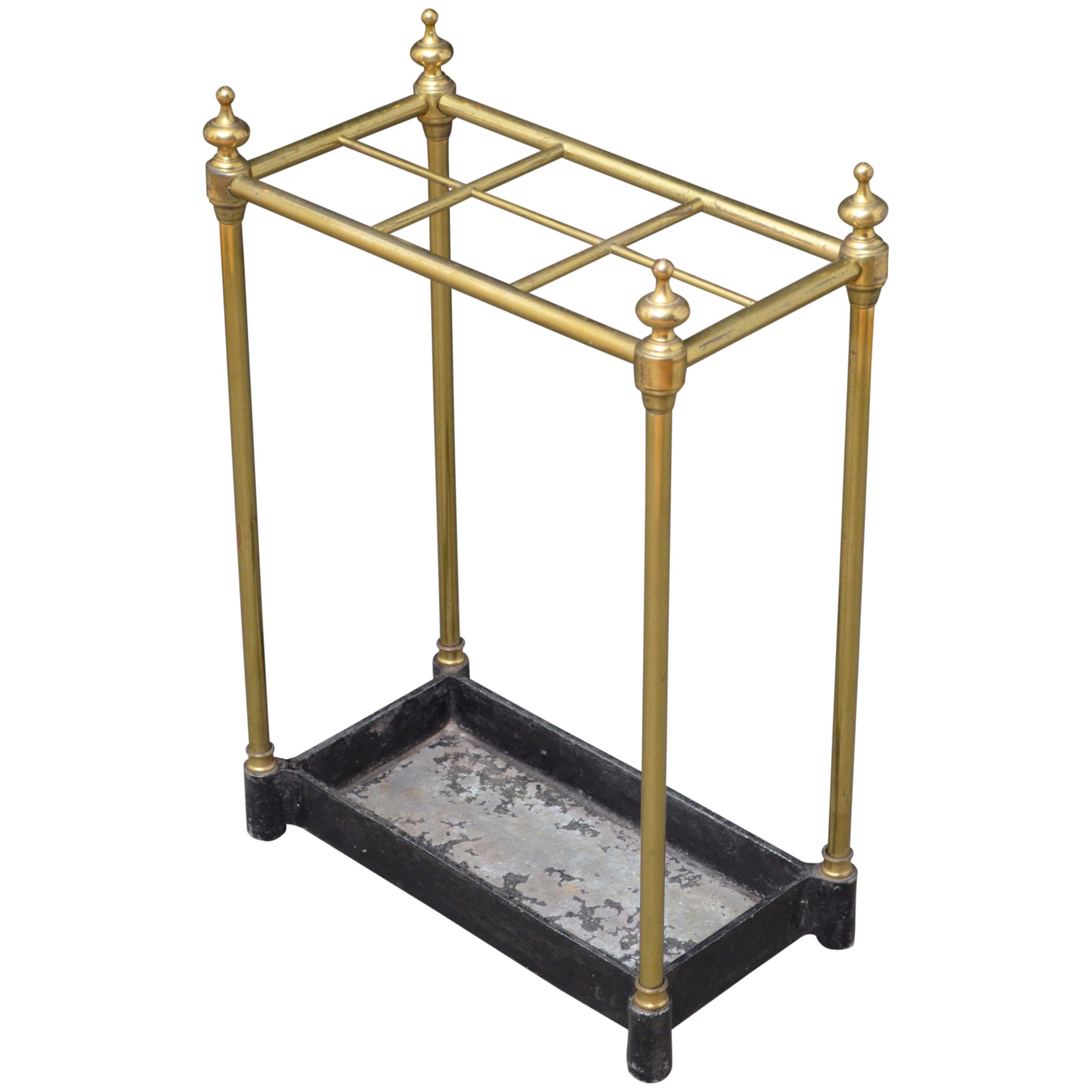 Mission Oak and Brass Umbrella Stand by the Lakeside Craft Shops For
