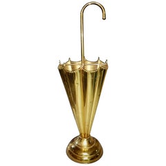 Brass Umbrella Stand in the Form of an Umbrella, Italian, 1950s