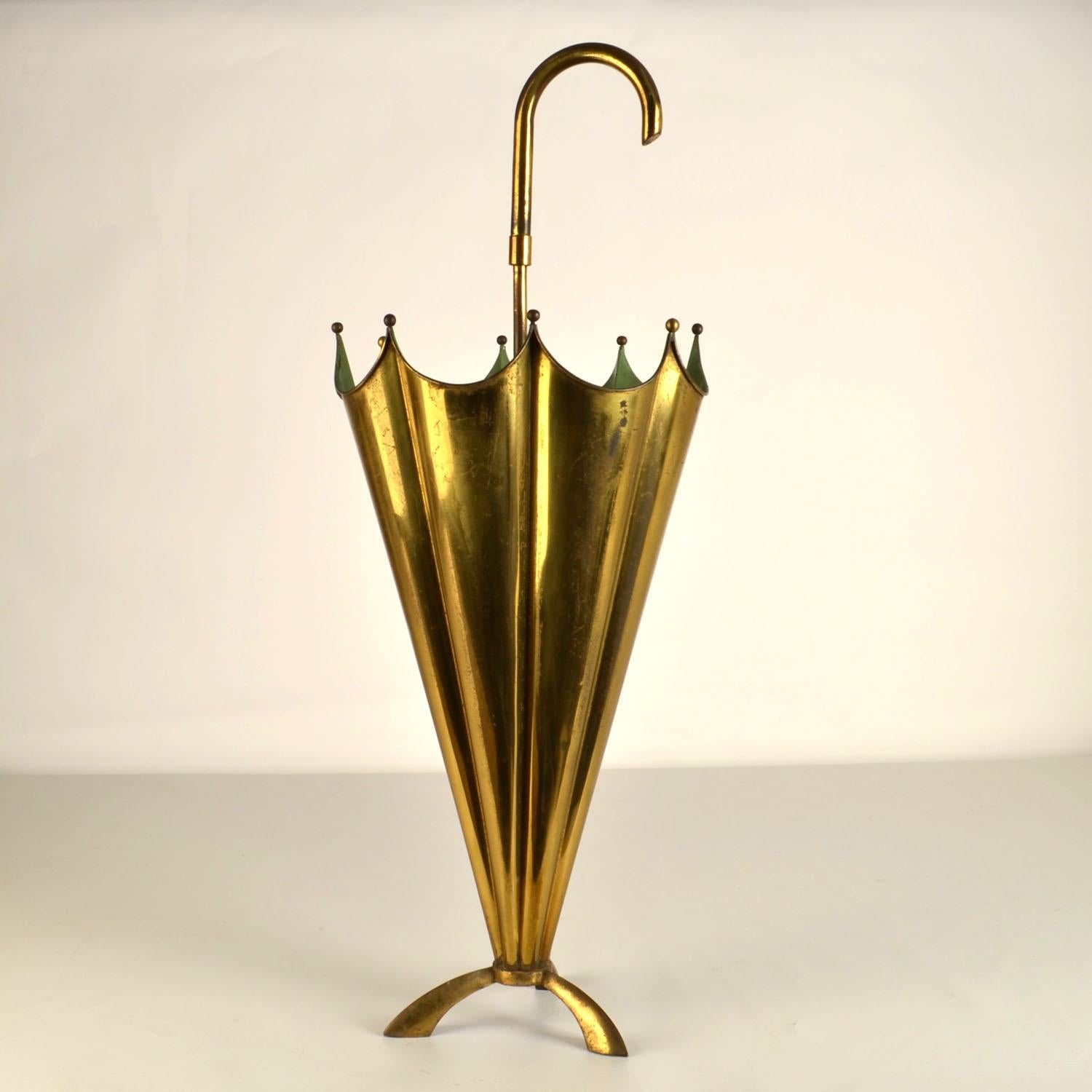 Mid-20th Century Brass Umbrella Stand Italy 1950s For Sale