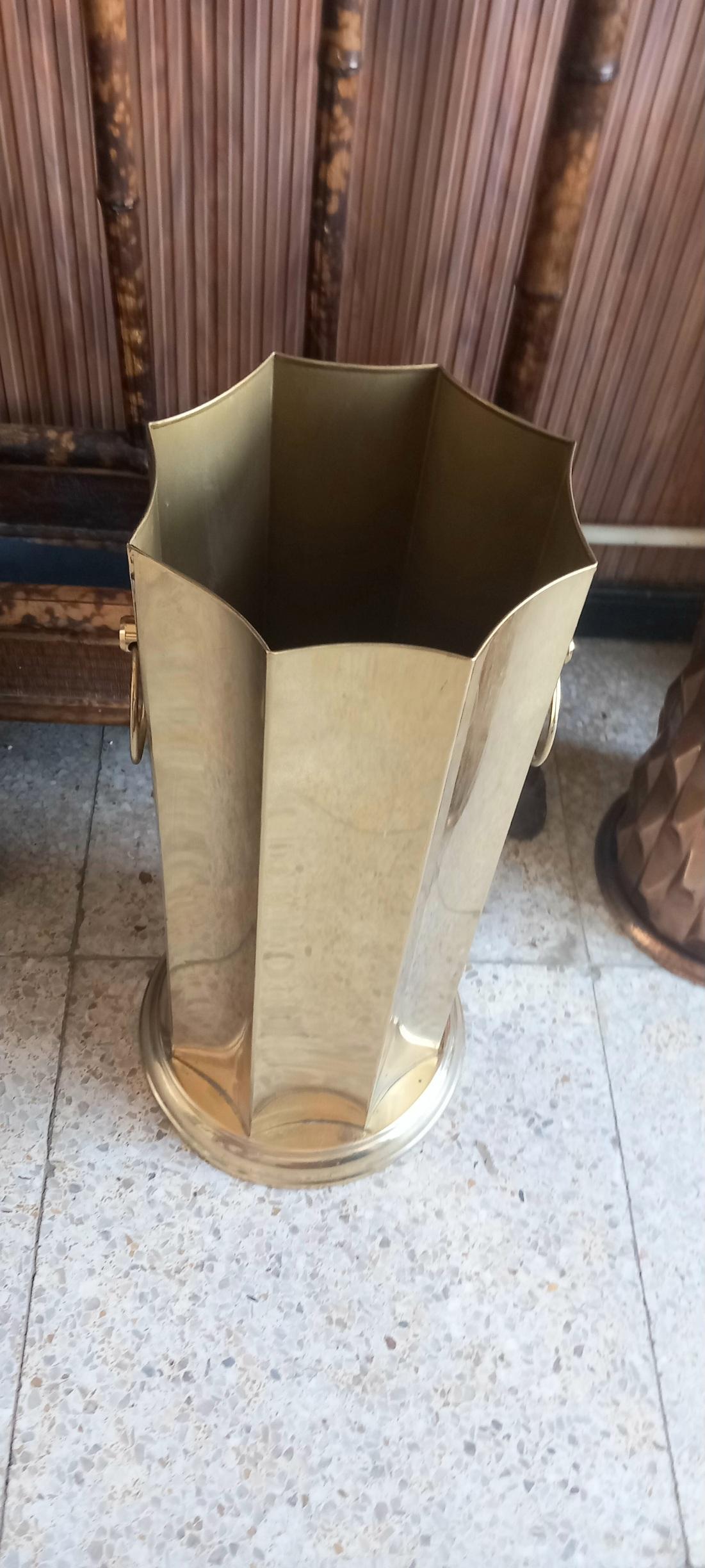 Brass Umbrella Stand, Mid Century Modern 50s 1