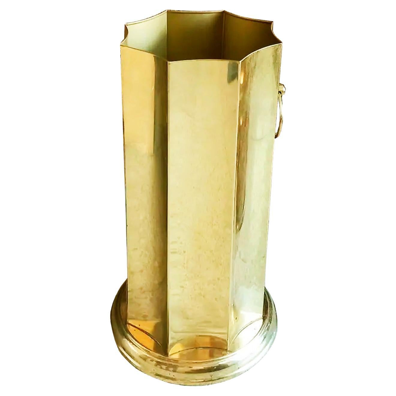  Brass Umbrella Stand, Mid Century Modern 50s For Sale