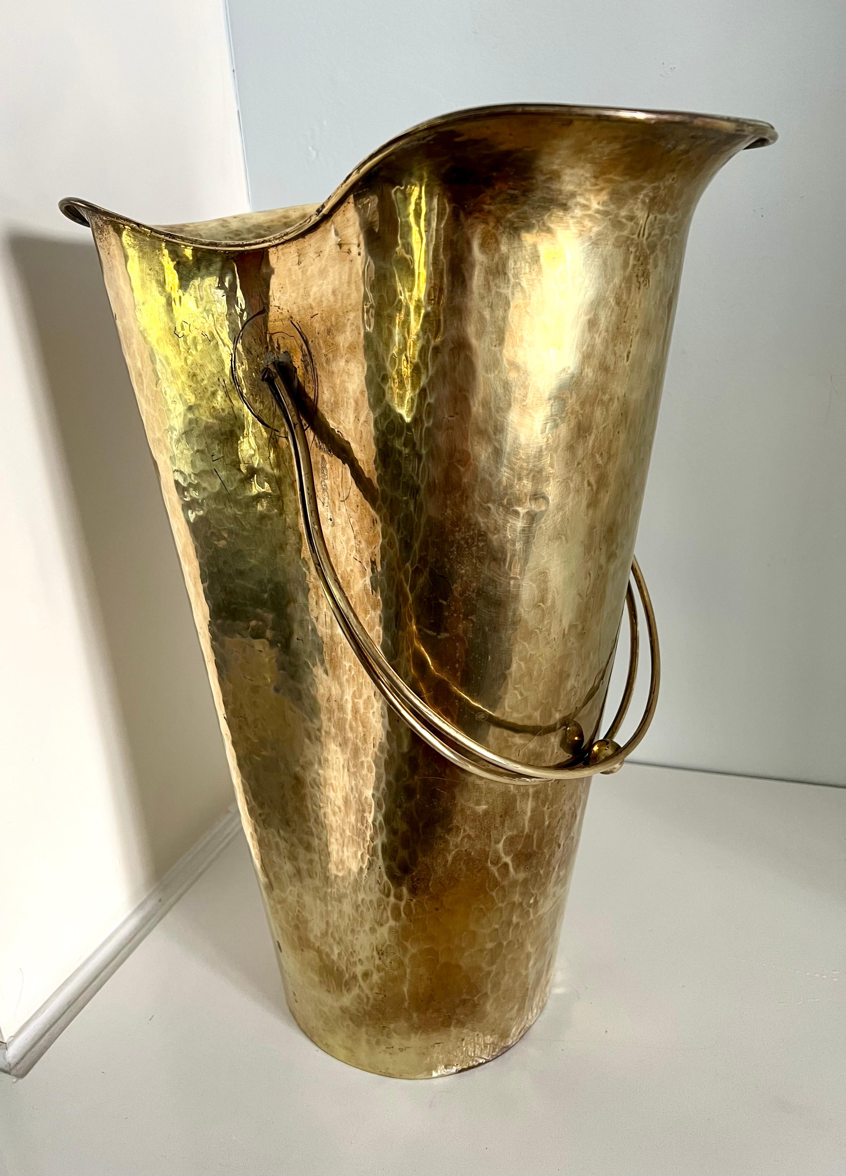 Brass Umbrella Stand or Kindling Bucket with Decorative Handle 5