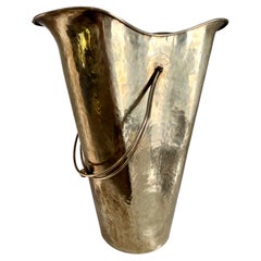 Brass Umbrella Stand or Kindling Bucket with Decorative Handle