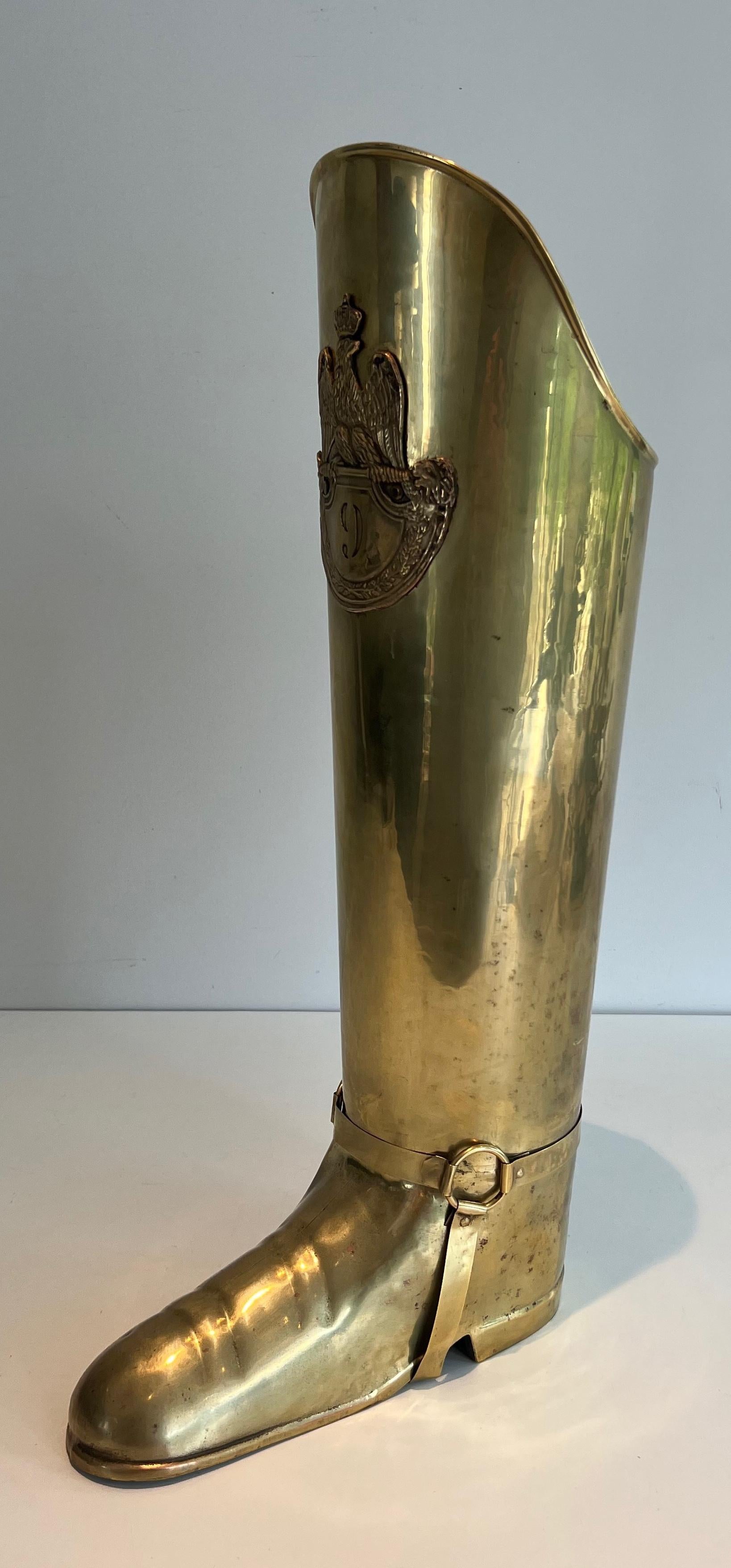 Stand Umbrella en laiton représentant une botte. Travail français. Circa 1900 en vente 5