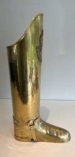 Brass umbrella stand representing a boot. French work. Circa 1900