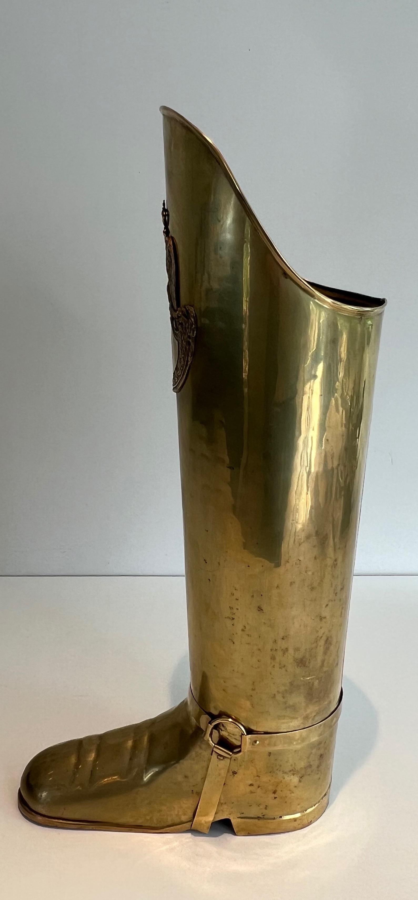 Stand Umbrella en laiton représentant une botte. Travail français. Circa 1900 Bon état - En vente à Marcq-en-Barœul, Hauts-de-France