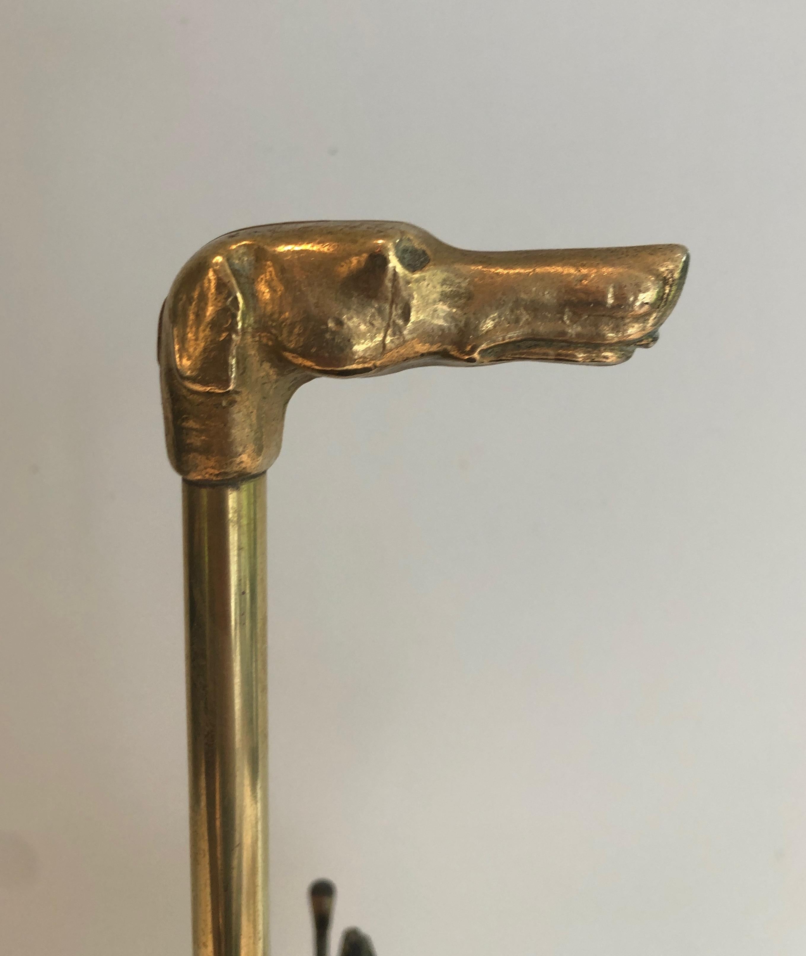 Brass Umbrella Stand Representing a Dog's Head Umbrella 11