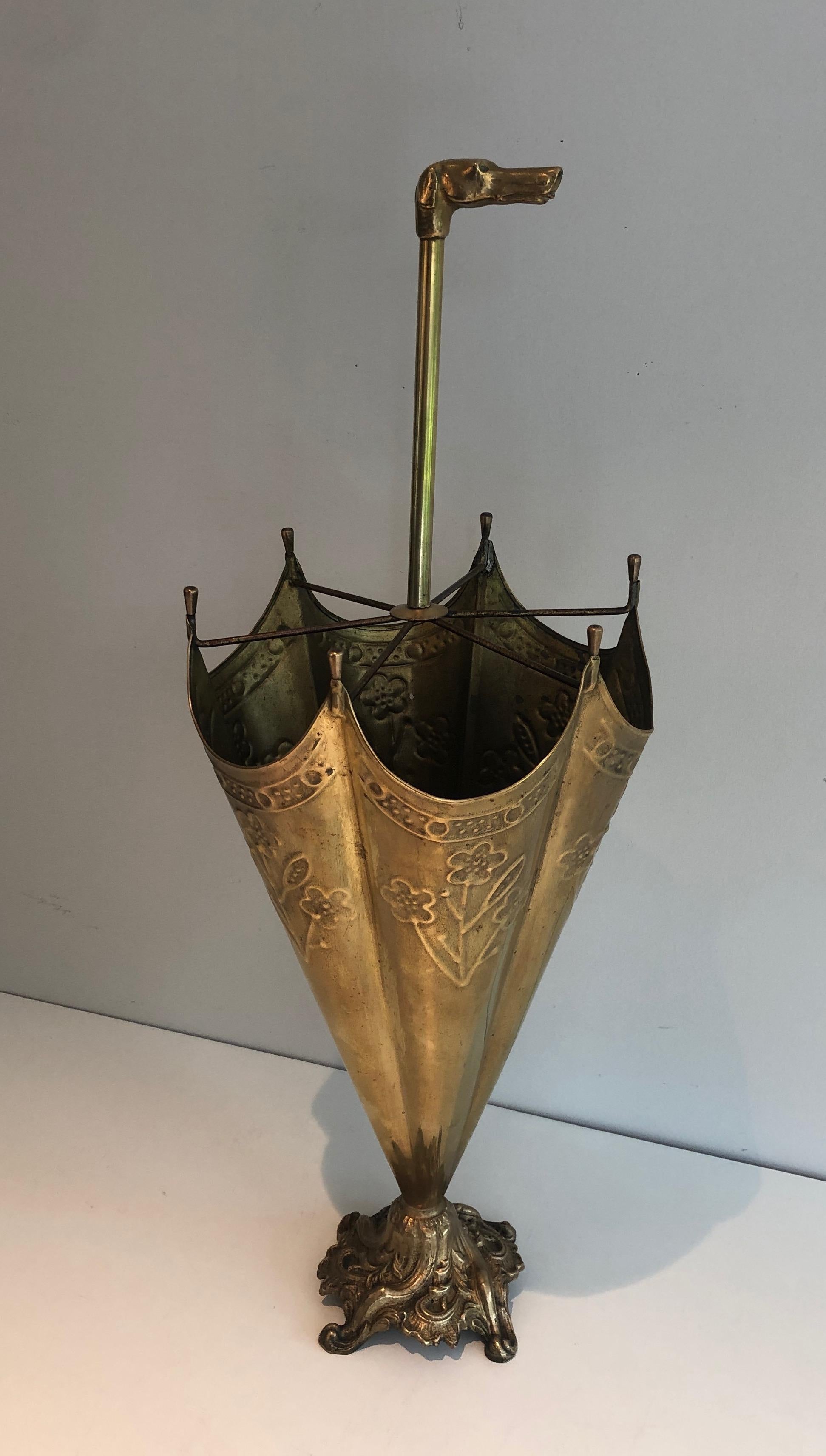 Brass Umbrella Stand Representing a Dog's Head Umbrella 12
