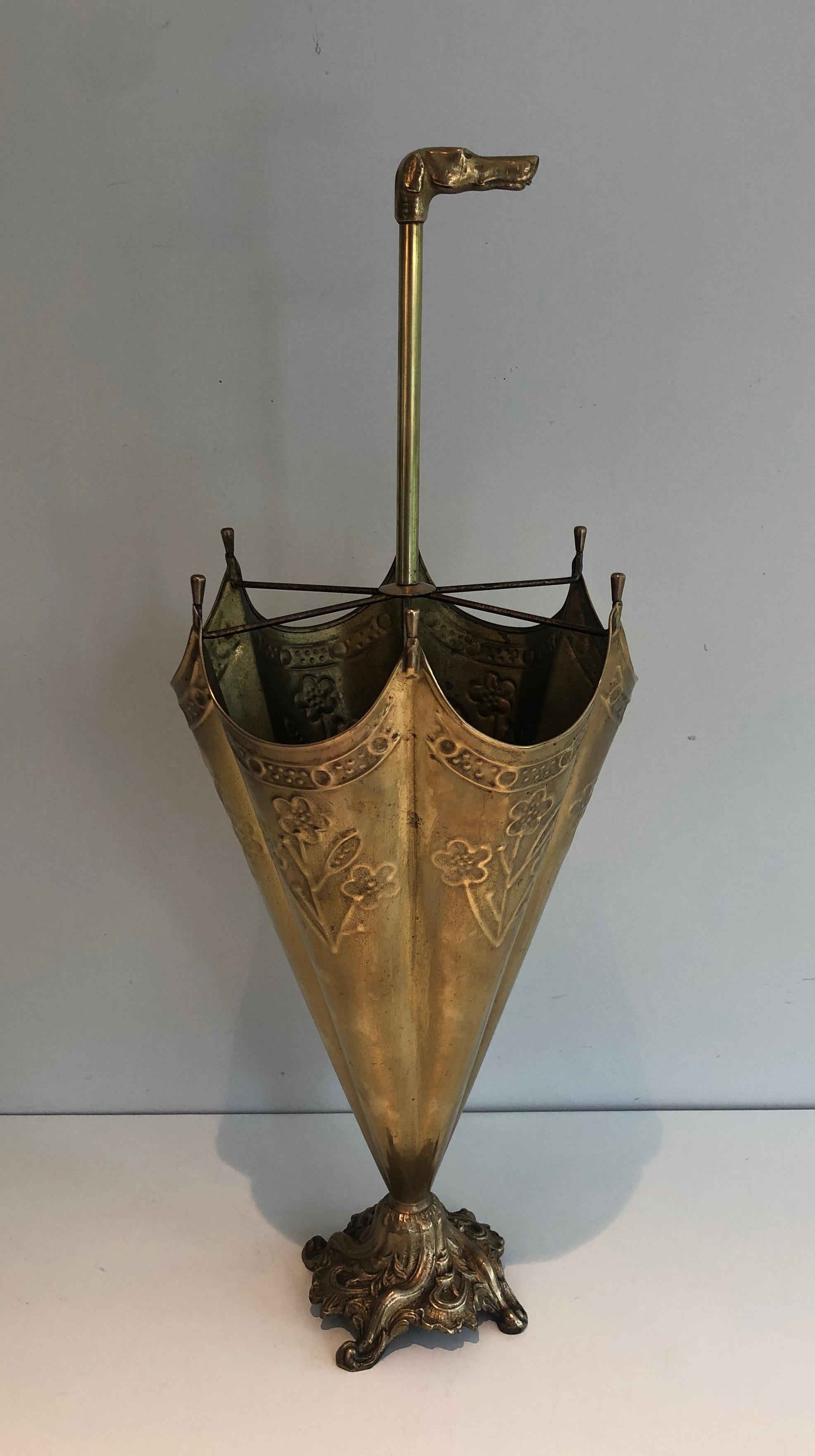 Brass Umbrella Stand Representing a Dog's Head Umbrella 13