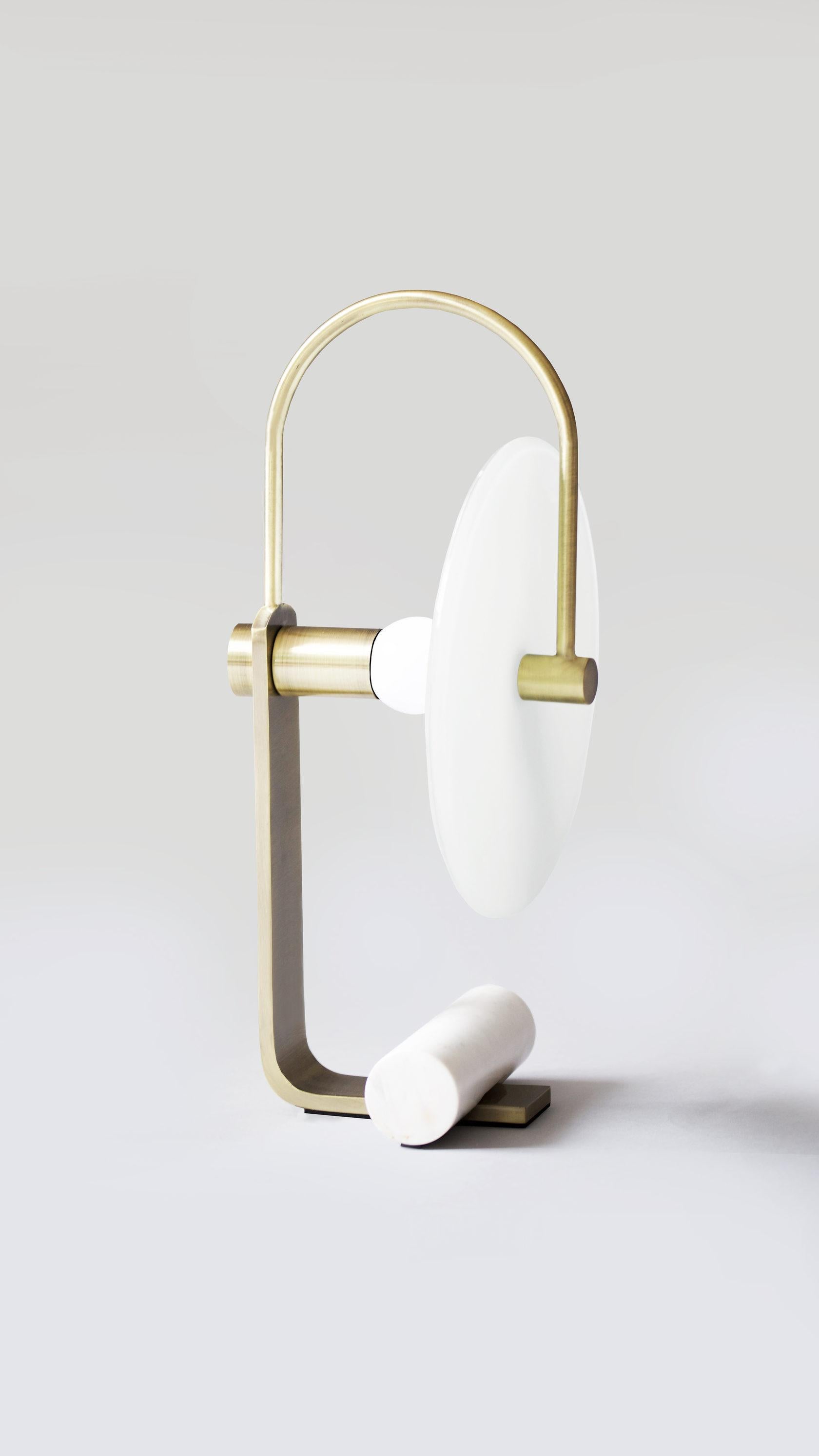 Modern Brass Universe Table Lamp by Square in Circle For Sale