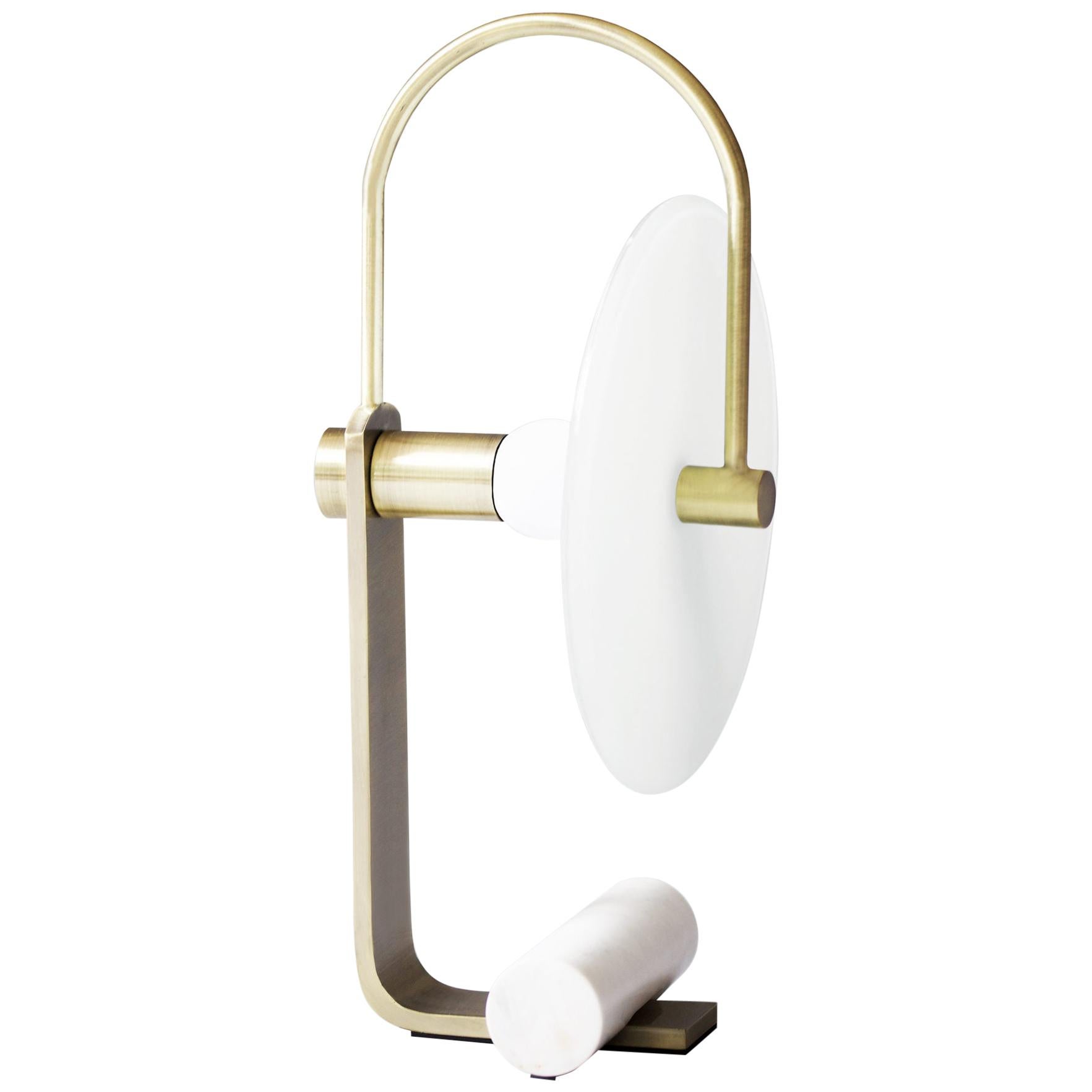 Brass "Universe" Table Lamp, Square in Circle