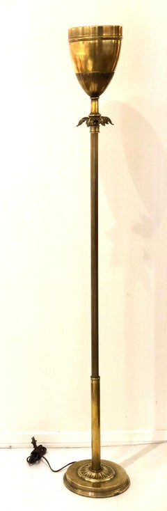 Brass Uplight Torchiere Floor Lamp in the Style of Tommy Parzinger