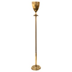 Vintage Brass Uplight Torchiere Floor Lamp in the Style of Tommy Parzinger