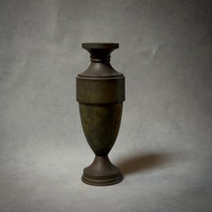 Brass Urn or Vase with Dark Bronze-like Patina on Weighted Base