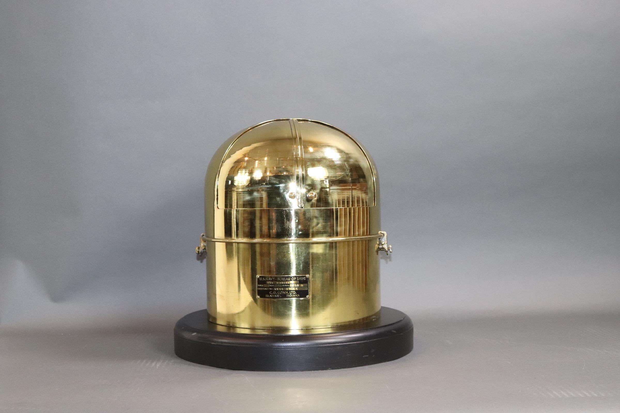 Mid-20th Century Brass U.S. Navy Binnacle Compass